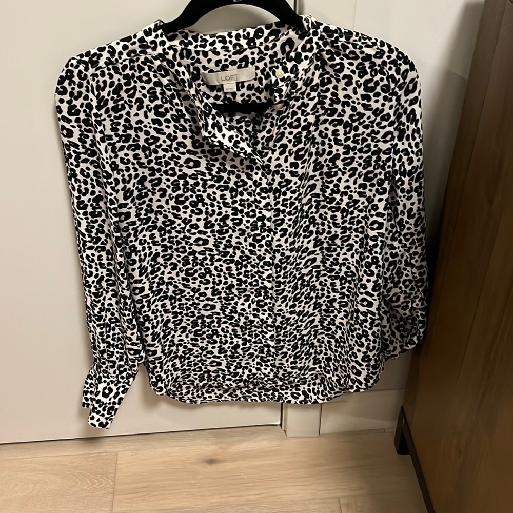 Loft Cheetah Print Button Down Blouse - image 1